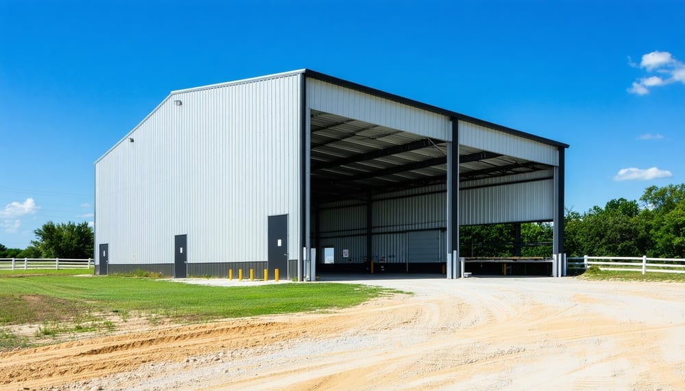Durable custom steel building designed and installed in Texas