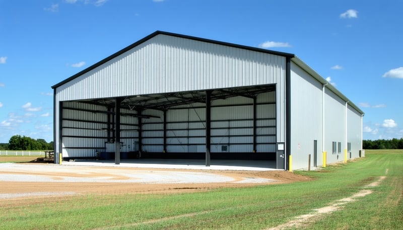 Custom steel building constructed by Bluebonnet Steel Buildings in Texas